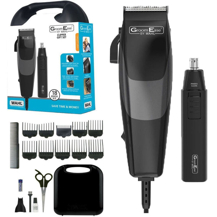 Wahl 79449-317 GroomEase Carbon Steel Hair Clipper & Nose Trimmer Set