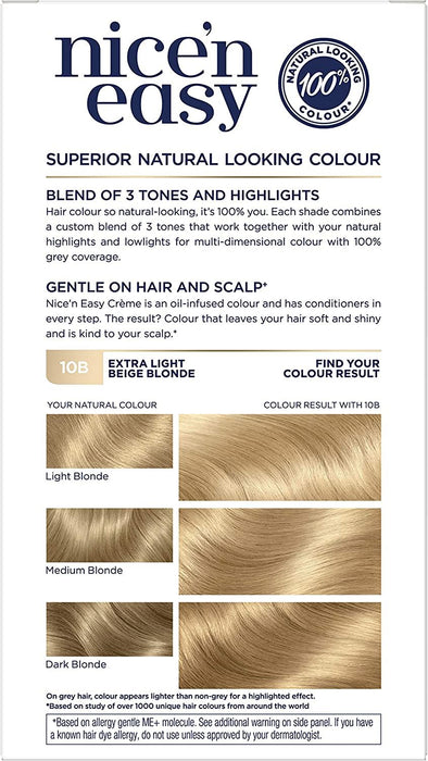 Clairol Nice n Easy Hair Colour Dye Light Beige Blonde - 10B