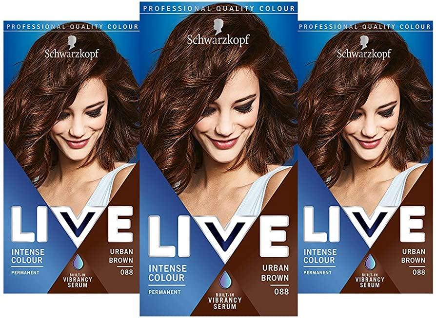 Schwarzkopf LIVE Intense 088 Urban Brown Pro Permanent Hair Colour Dye x 3