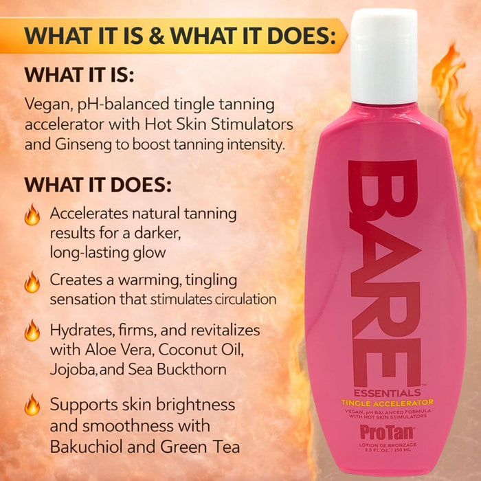 Pro Tan Bare Essentials Tingle Accelerator Heat Intensifier Tanning Lotion - 236ml