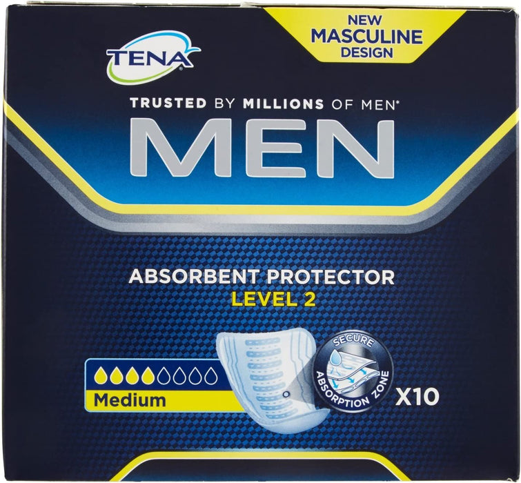 Tena Men Absorbent Protector Level 2 Incontinence Pads x10