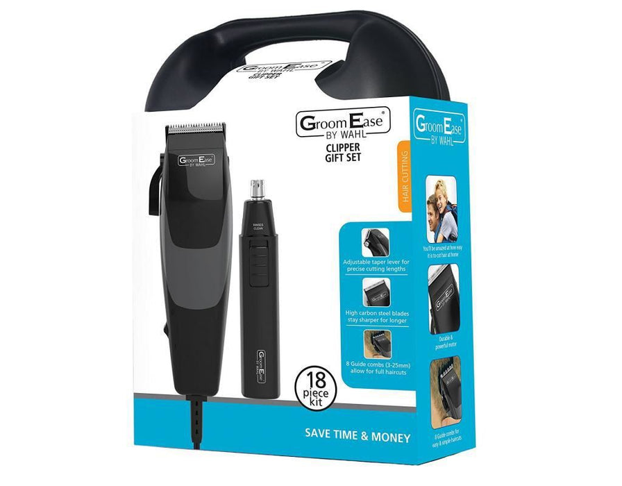 Wahl 79449-317 GroomEase Carbon Steel Hair Clipper & Nose Trimmer Set