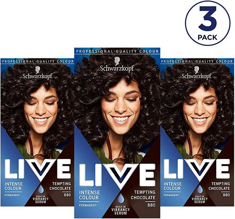 Schwarzkopf Live Hair Colour 880 Tempting Chocolate - Pack Of 3