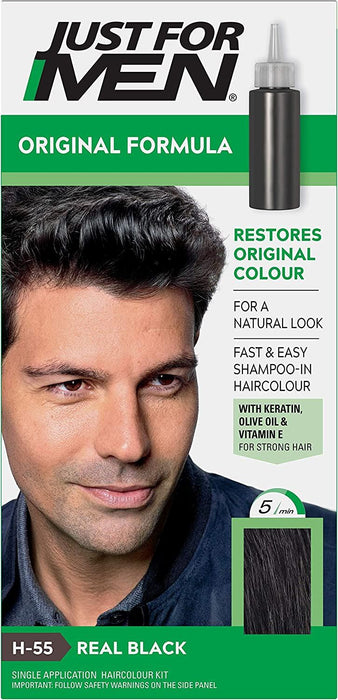 Just For Men Original Formula Hair Dye Real Black H55 With Olive Oil & Vitamin E