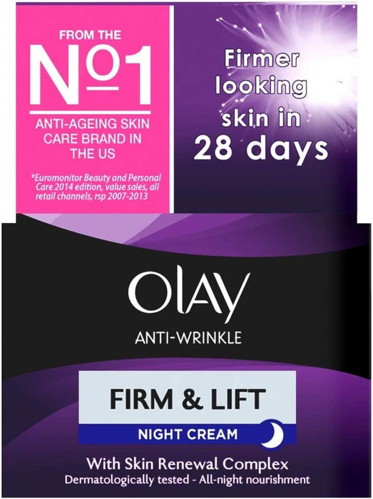 Olay Anti-Wrinkle Firm & Lift Night Cream With VitaminB3 E B5 & Green Tea 50ml