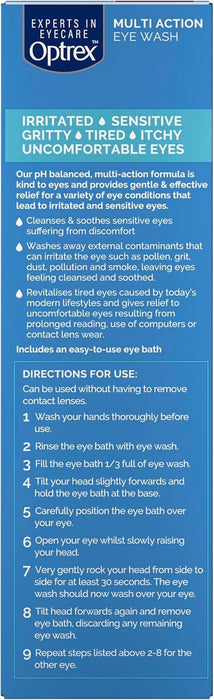 3x Optrex Multi Action Eye Wash Flexiseal Eye Bath Prevents Leakage 100ml