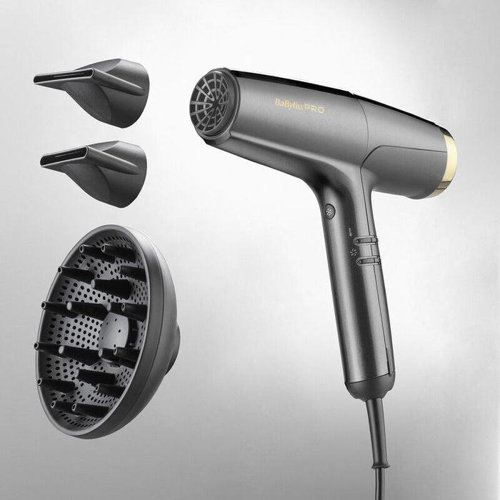 BaByliss Pro Falco Digital Hair Dryer 2000W Professional Fast Drying Nozzle Grey/Gold