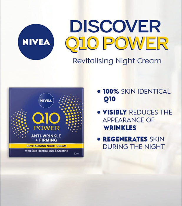 NIVEA Q10 Power Anti-Wrinkle + Firming Night Cream 24hr Hydration - 50ml