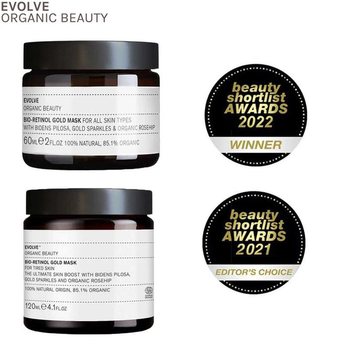 Evolve Beauty Gold Facial Mask Bio Retinol Anti Ageing Nourish Firming 60/120ml