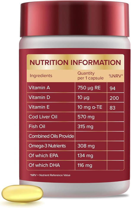 Seven Seas Cod Liver Oil Max Strength Boost Heart Brain Joint Health 60 Caps