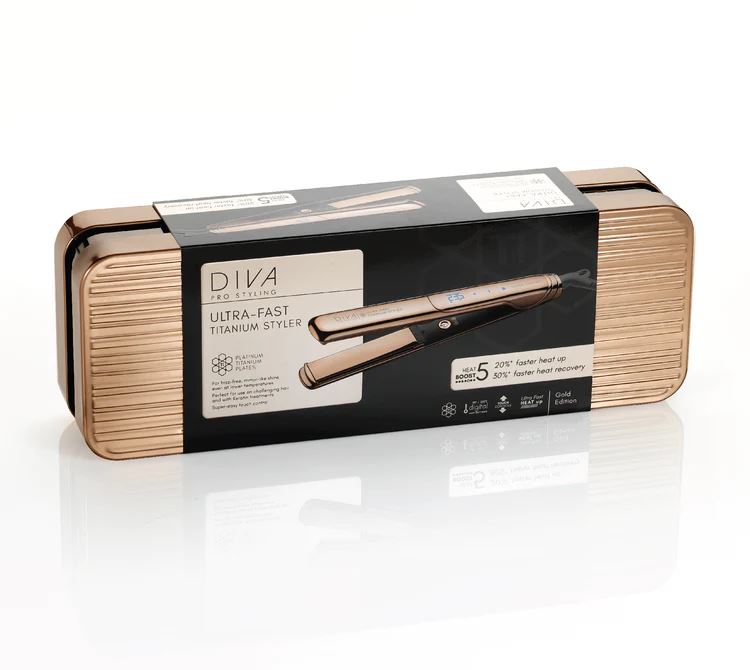 Diva Pro Ultra Fast Platinum Titanium Hair Styler - Gold
