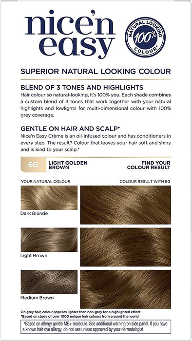 Clairol Nice n Easy Permanent Hair Dye Golden Brown 6G