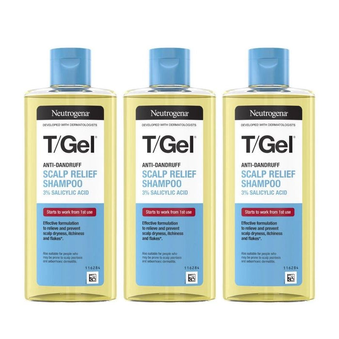 Neutrogena T Gel Anti-Dandruff Scalp Relief Hair Shampoo 250ml x 3