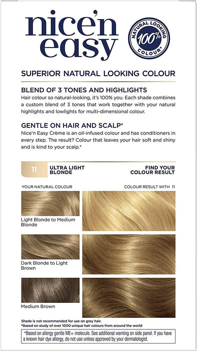 Clairol Nice n Easy Permanent Hair Dye Ultra Light Blonde 11