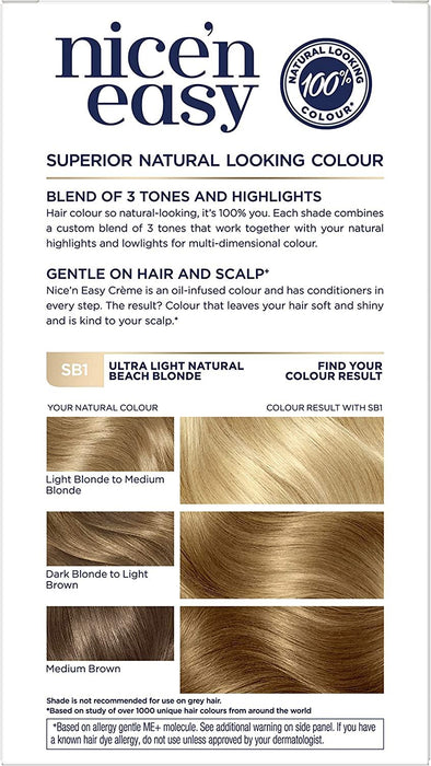 Clairol Nice n Easy Hair Dye Ultra Light Natural Beach Blonde SB1