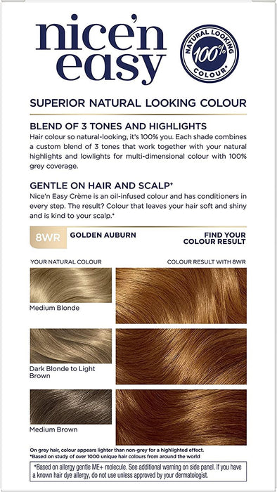 Clairol Nice n Easy Permanent Hair Dye 8WR Golden Auburn