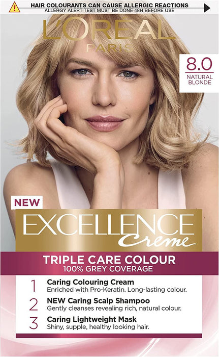 L'Oreal Excellence CremePermanent Hair Colour Dye - 8 Blonde