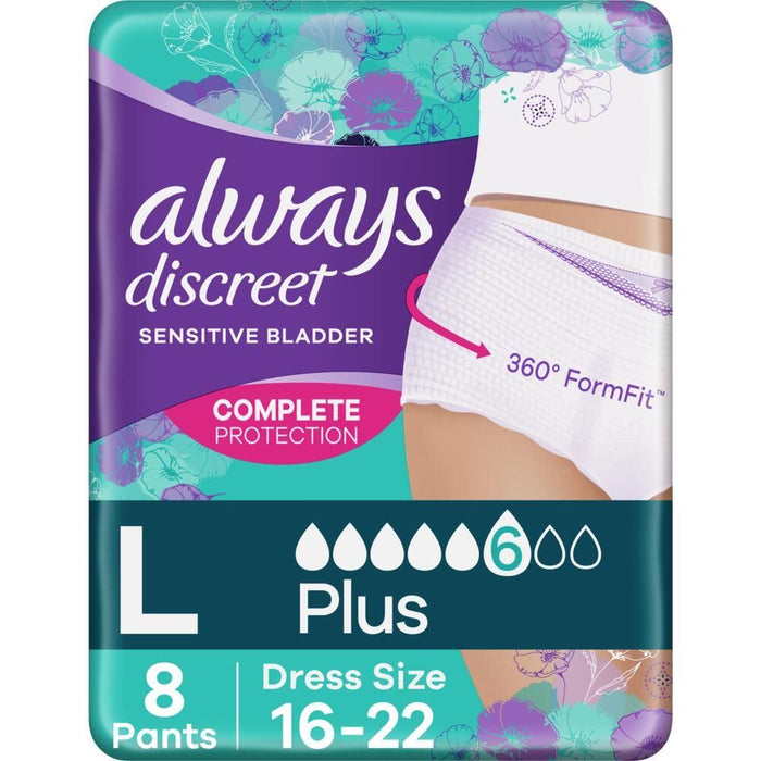 Always Discreet Heavy Pants Plus Triple Layer Incontinence Underwear - Large x8