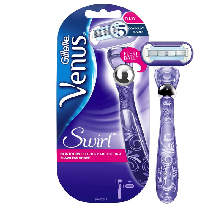 Gillette Venus Swirl Razor For Women Flexi Ball & 5 Contour Blades