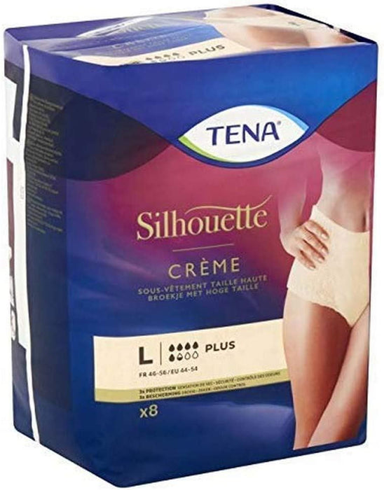 Tena Silhouette Creme Lady Incontinence Pants Plus - Large Pack of 8