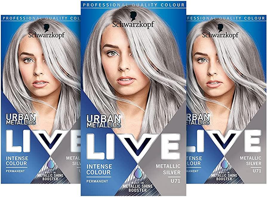 Schwarzkopf Live Hair Colour Urban Metallics U71 Metallic Silver x 3
