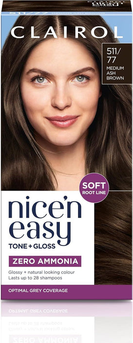 Clairol Nice’n Easy Tone + Gloss 511/77 Medium Ash Brown – Hair Colour & Gloss