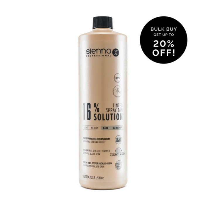 Sienna X 16% Spray Tan Solution Professional Dark/Ultra Dark Tanning Formula 1 Litre