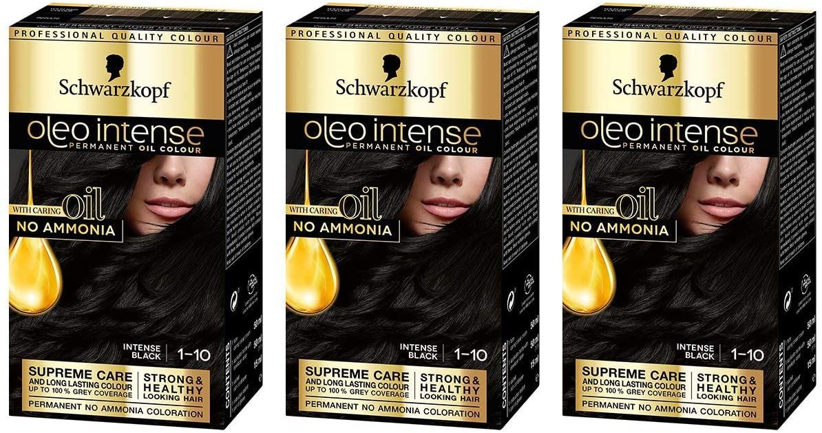 Schwarzkopf Oleo Intense Hair Colour 1-10 Intense Black - Pack Of 3