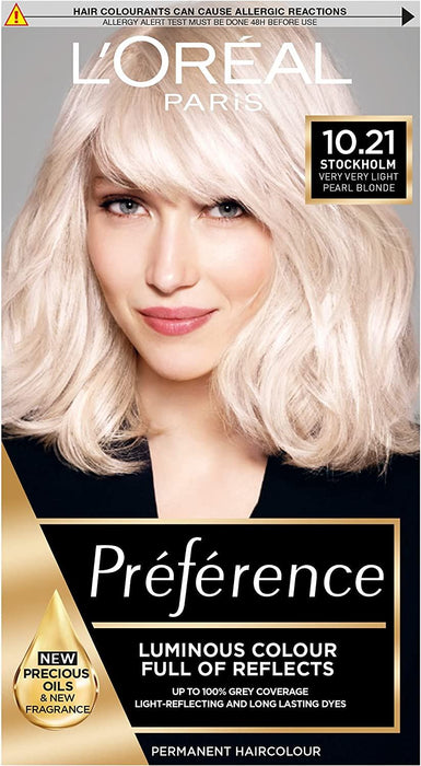 L'Oreal Preference Hair Dye Luminous Permanent Colour - 10.21 Stockholm