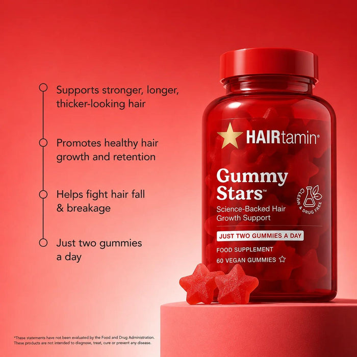 HAIRtamin Gummy Stars 60 Vegan Gummies Hair Growth Vitamins Biotin Supplement