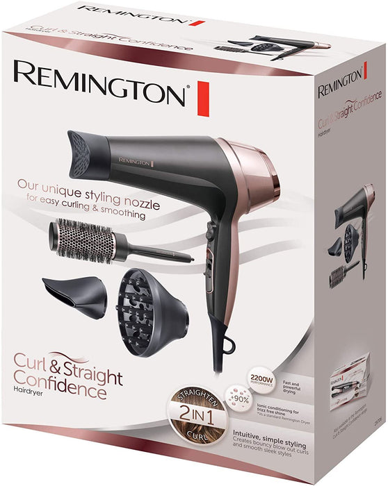 Remington D5706 Curl & Straight Confidence Hair Dryer 2200W Dc Motor