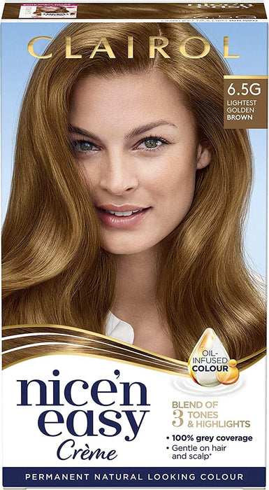 Clairol Nice n Easy Permanent Hair Dye Lightest Golden Brown 6.5G