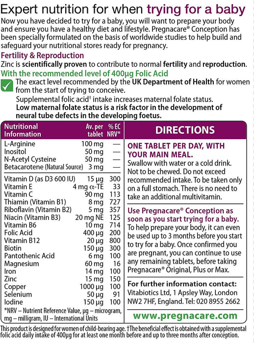 VITABIOTICS PREGNACARE CONCEPTION 30 TABLETS 3for2