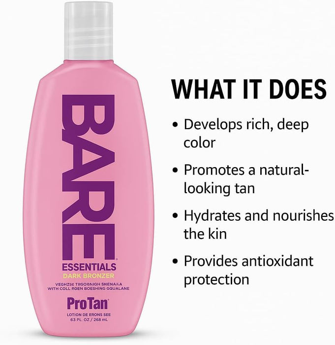 Pro Tan Bare Essentials Dark Bronzer – Deep Bronzing Tanning Lotion - 250ml