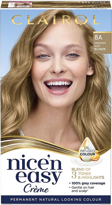 Clairol Nice n Easy Permanent Hair Dye Medium Ash Blonde 8A