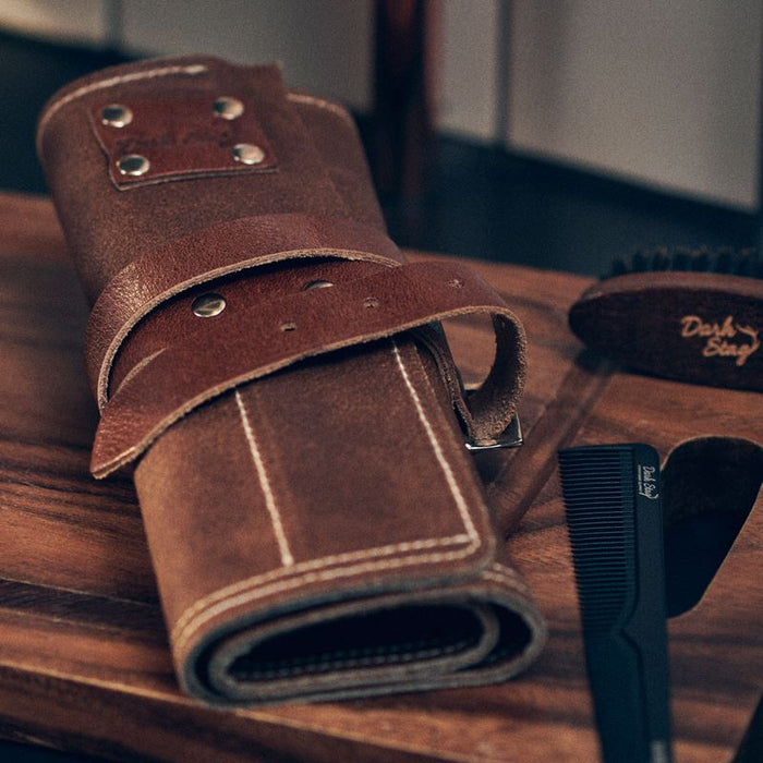 Dark Stag Leather Barber Tool Roll