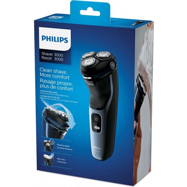 Philips S3133-51 3 Head Shaver 5D pivot Wet-Dry Use 60Min Run Time