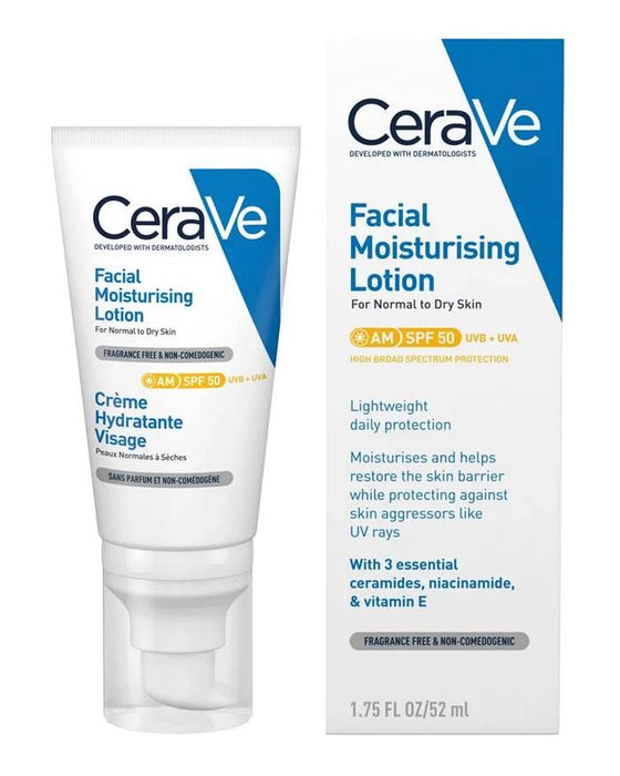 CeraVe Facial Moisturising Lotion AM SPF 50 Normal to Dry Skin 52ml