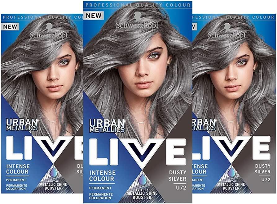 Schwarzkopf Live Hair Colour Urban Metallics U72 Dusty Silver - 3 Pack