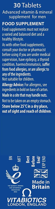 VITABIOTICS WELLMAN SPORT - 30 TABLETS 3for2