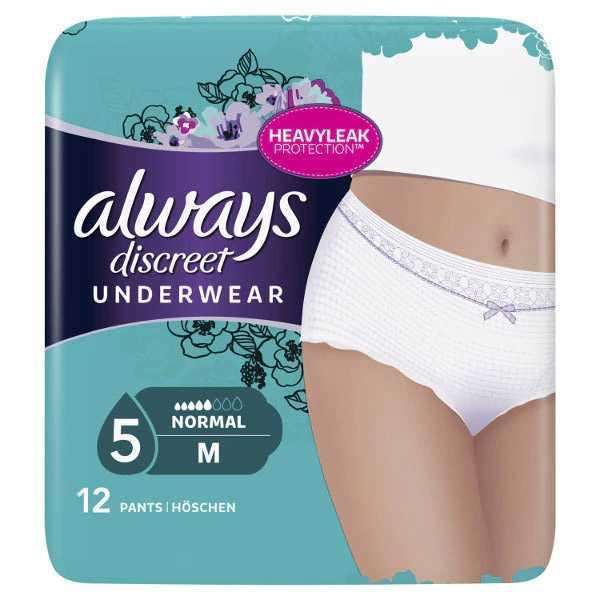 Always Discreet Pants Triple layer Incontinence Underwear Medium Pack of 12