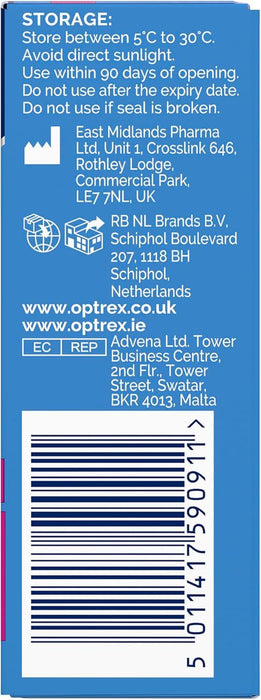 Optrex Moisturising Dry Eye Drops Soothe Hydrate & Relieve Irritated Eyes 10ml x 3