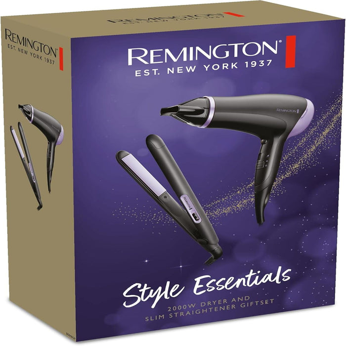 Remington D3016GP Hair Dryer & Straightener Set – Style Essential Gift Set Kit