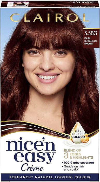 Clairol Nice n Easy Creme Permanent Hair Dye - Burgundy Brown 3.5BG