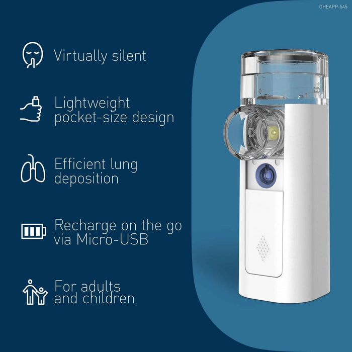 Omron Mini Air 360+ Portable Mesh Nebuliser - USB Rechargeable, Quiet & Compact