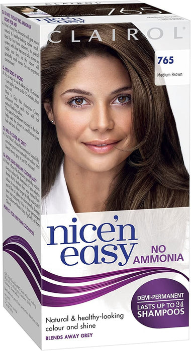 Clairol Nice & Easy Hair Colour Dye No Ammonia - 765 Medium Brown