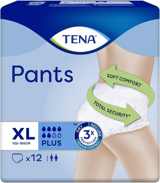 Tena Incontinence Pants Plus With Odour Neutraliser - Extra Large 12 Pack