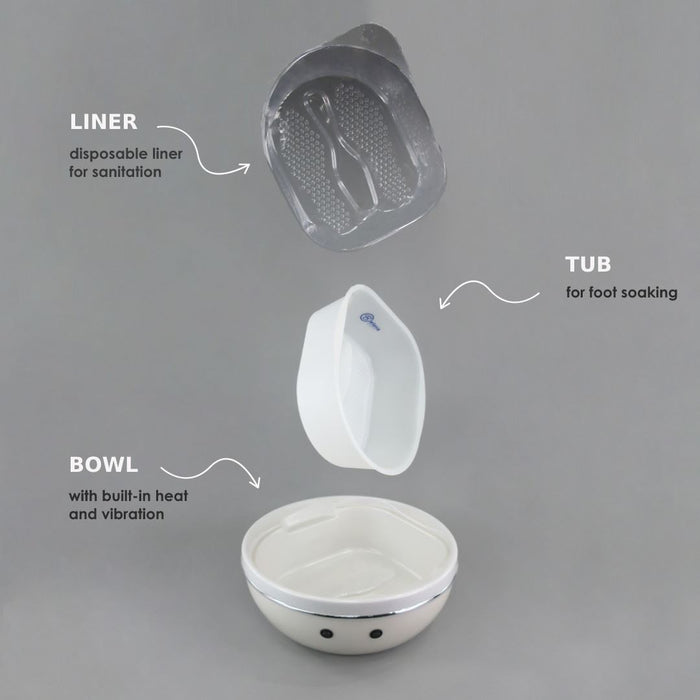 Belava Trio Foot Spa Pearl White with 20 Liners – Heated Pedicure Spa Bowl