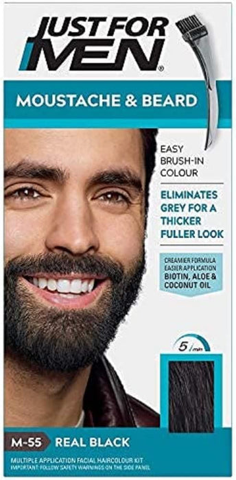 Just For Men Moustache & Beard Hair Dye Eliminates Grey Real Black  M55