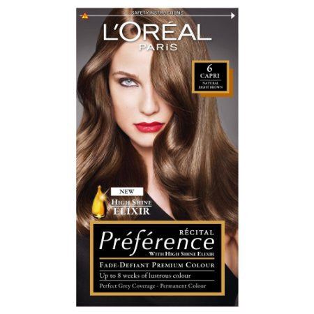 L'Oreal Preference Permanent Hair Colour Dye - Capri Natural Light Brown 6